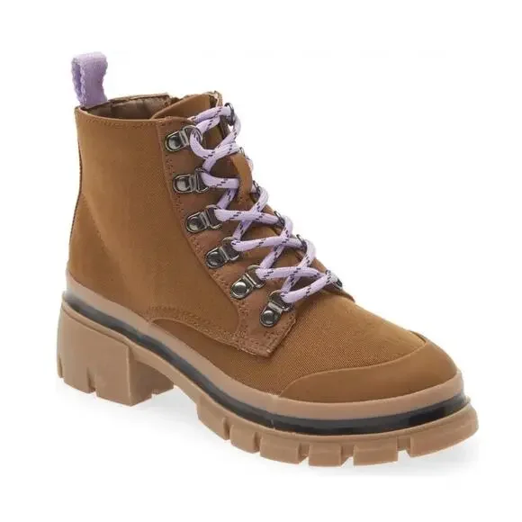 Steve Madden Kids Tan Cognac JHuckle Zipper Lace Up Girls’ Combat Boots Size 3 - Picture 1 of 10